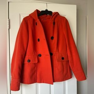 Orange Double Breasted Pea Coat - Never Worn